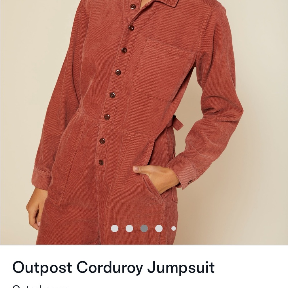 Outerknown Outpost Corduroy Jumpsuit, Nutmeg color, Size Small